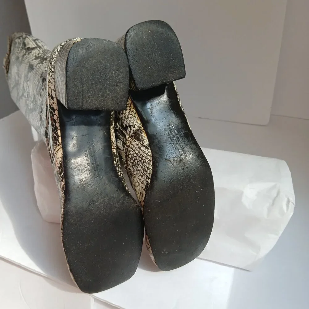 Vintage60's/70's  SnakePrint KneeHigh BlockHeel SquareToe Mod GoGoBoots Sz8 - Picture 9 of 14